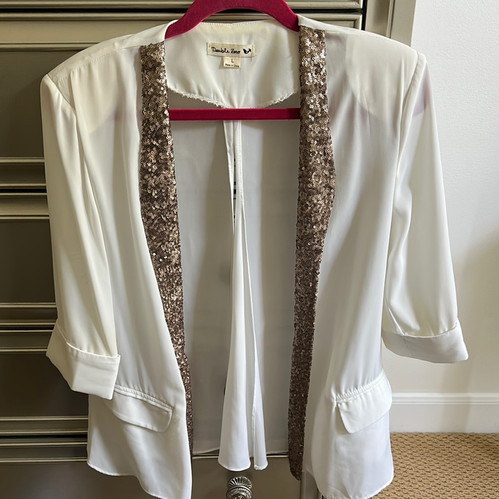 Double Zero Ivory Blazer with Sequin Detail